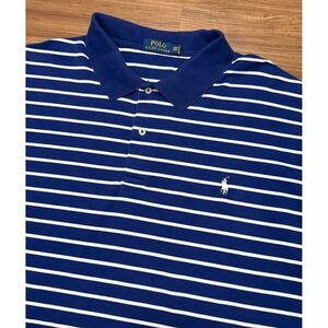 Polo Ralph Lauren Blue White Striped Short Sleeve Soft Cotton Polo Shirt Sz 3XB
